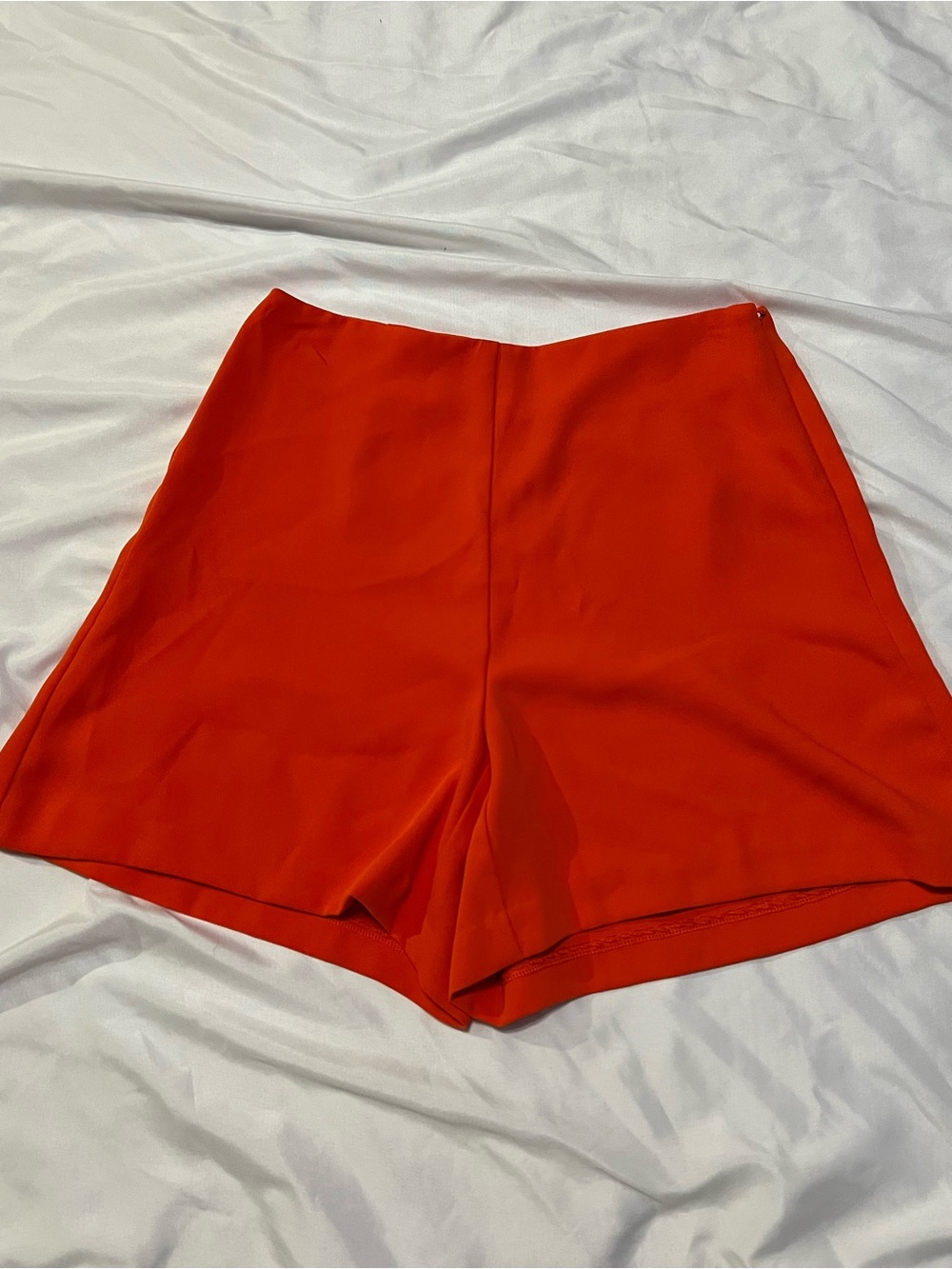 Trina Turk Bright Red High-Waist Tailored Shorts